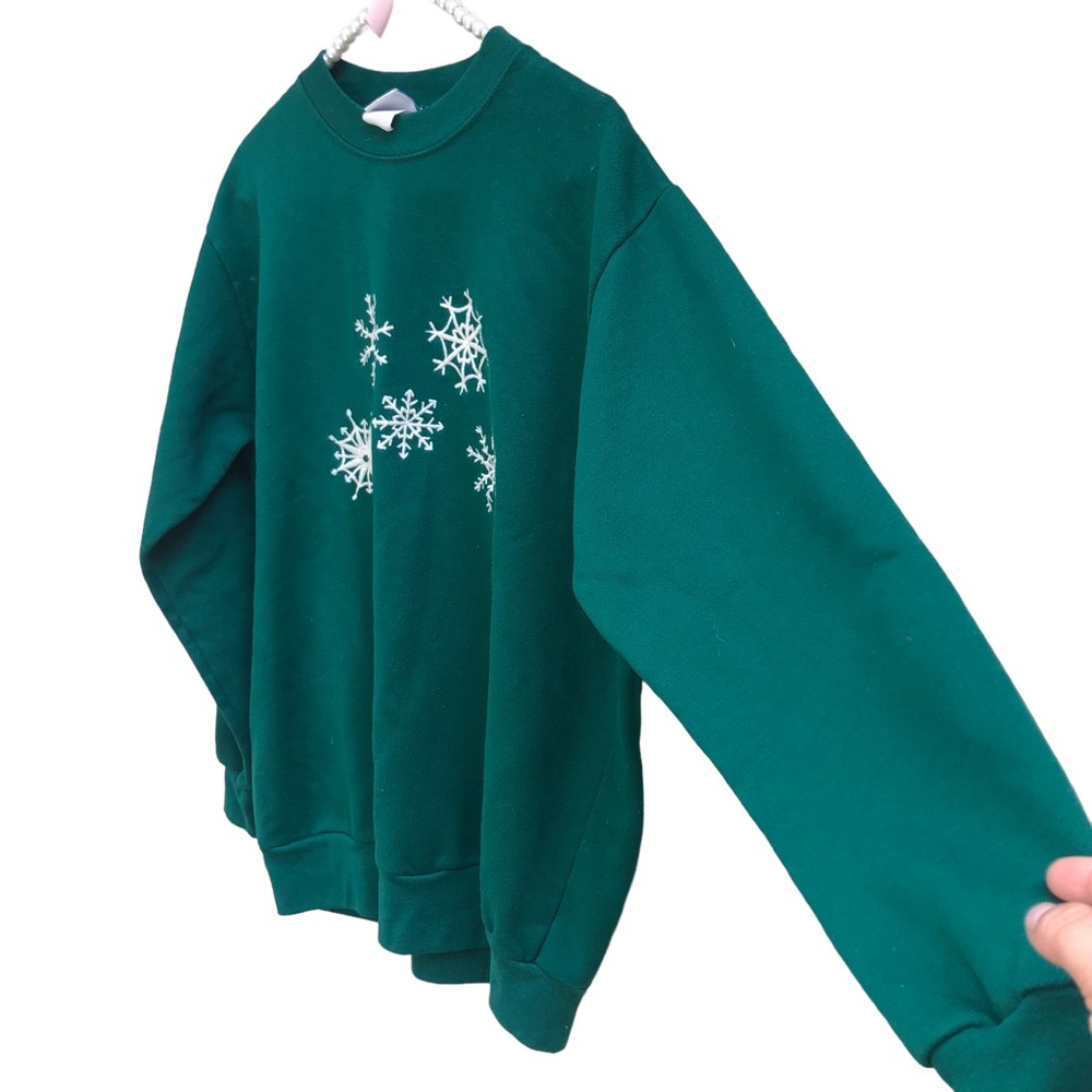 Kelly’s Kids Hunter Green Snowflake Sweatshirt size 10-12 - Picture 4 of 6